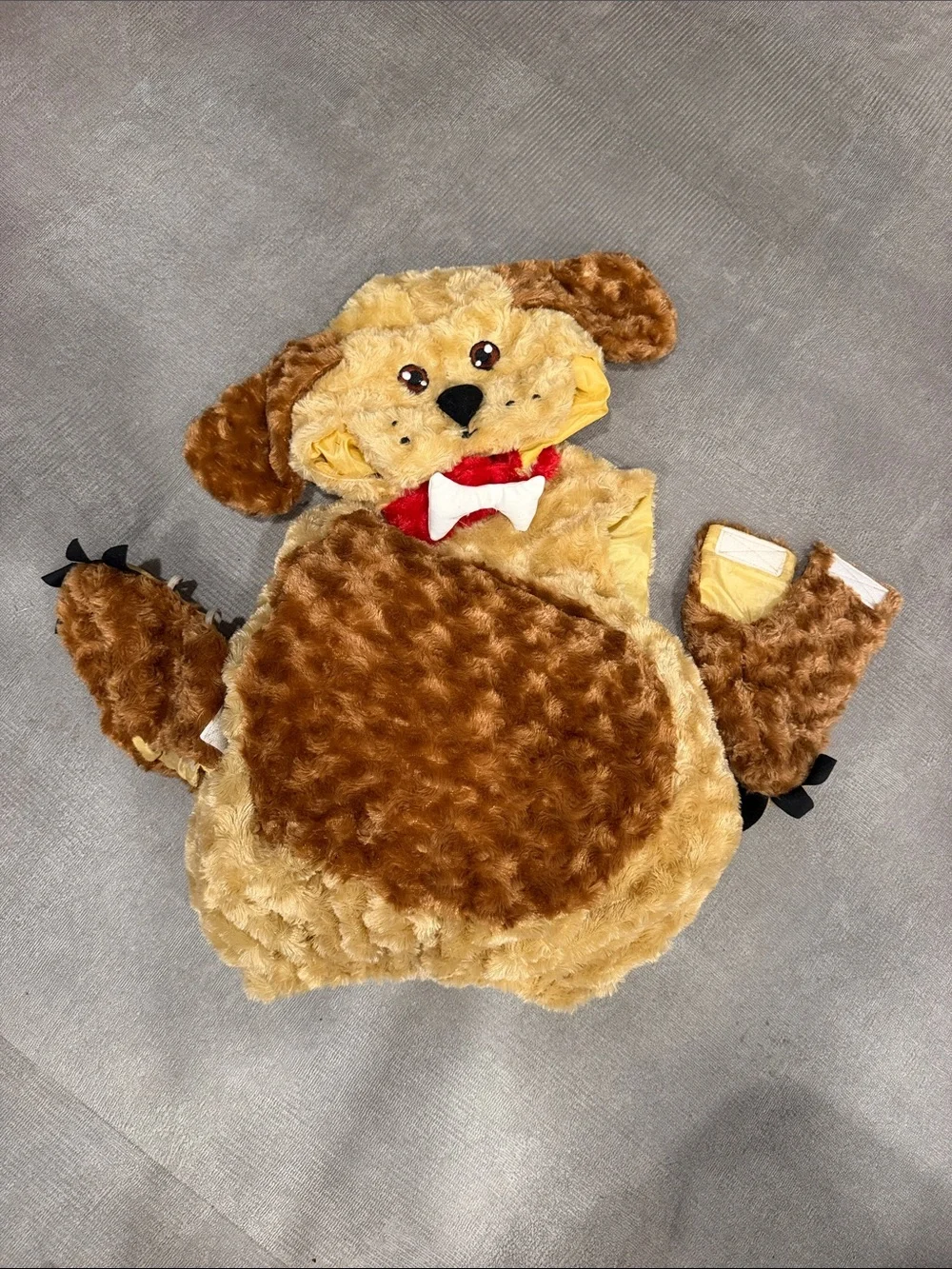 Dog Costume Complete Outfit Brown/Beige One Size Head & Mittens Faux Fur Kids M